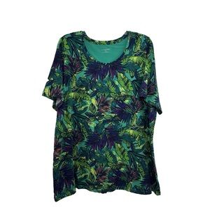 NWOT Catherines Tropical Leaf Print Women's Top Size 0X